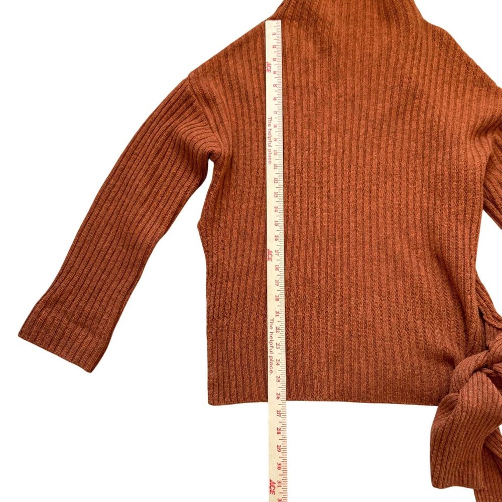 Mijeong Park Wool Blend Side-Tie Ribbed Turtleneck Sweater Women Medium Brown - Picture 4 of 8